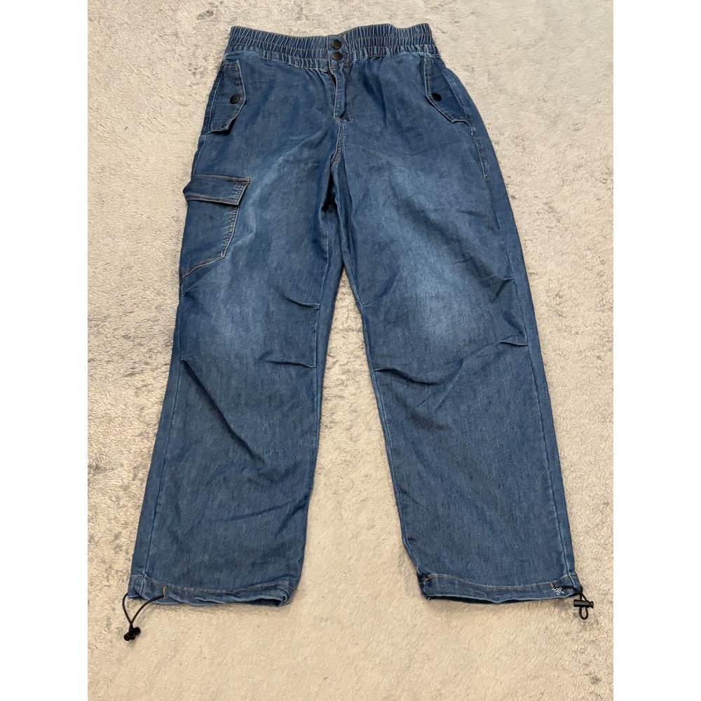 BBJ Los Angeles Womens Denim Cargo Jeans Size Small Wide Leg Flowy Casual Grunge